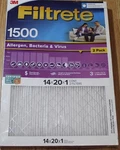 Filtrete 1500 14X20X1 Allergen, Bacteria & Virus Air Filters, 2PK. Fixed Price $39.99.