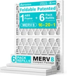 16X20X1 MERV8 Refillable Air Filter Starter Kit, Reusable Foldable Frame. Fixed Price $42.56.
